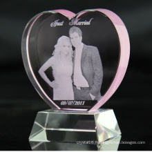 Laser 3D personnalisé gravé K9 coeur cristal rose prix Crystal anniversaire, mariage cadeaux Souvenirs